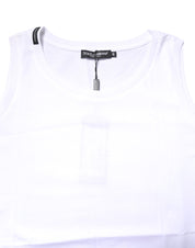 Dolce & Gabbana White Cotton Sleeveless Crew Neck T-shirt