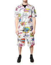 Dolce & Gabbana White Cartoon Print Cotton Men Pajama Set Sleepwear