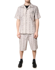 Dolce & Gabbana Beige Floral Print Cotton Men Pajama Set Sleepwear