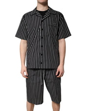 Dolce & Gabbana Black White Stripes Cotton Men Pajama Set Sleepwear