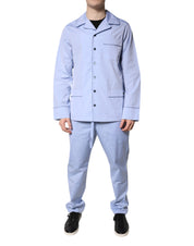 Dolce & Gabbana Light Blue DG Logo Cotton Men Pajama Set Sleepwear