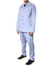 Dolce & Gabbana Light Blue DG Logo Cotton Men Pajama Set Sleepwear