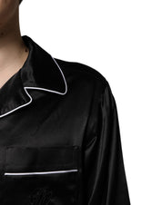 Dolce & Gabbana Black Silk Shirt Pants Pajama Set Sleepwear