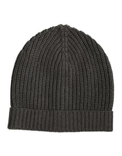 Dolce & Gabbana Dark Gray Cashmere Knit Winter Beanie Hat