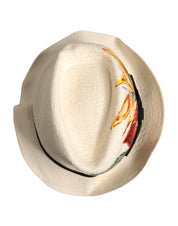 Dolce & Gabbana Beige Floral Print Straw Wide Brim Fedora Hat