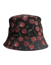 Dolce & Gabbana Black Cotton Printed Wide Brim Bucket Hat