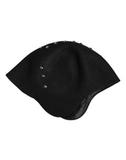 Dolce & Gabbana Black Wool Multicolor Embellished Cloche Hat