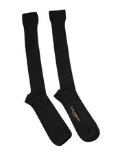 Dolce & Gabbana Black Viscose Logo Over The Calf Socks