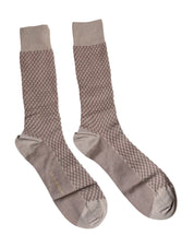 Dolce & Gabbana Brown Solid DG Logo Mid Calf Men Socks