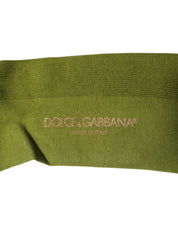 Dolce & Gabbana Green Cotton Logo Over The Calf Socks