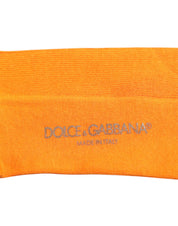 Dolce & Gabbana Orange Cotton Logo Over The Calf Socks