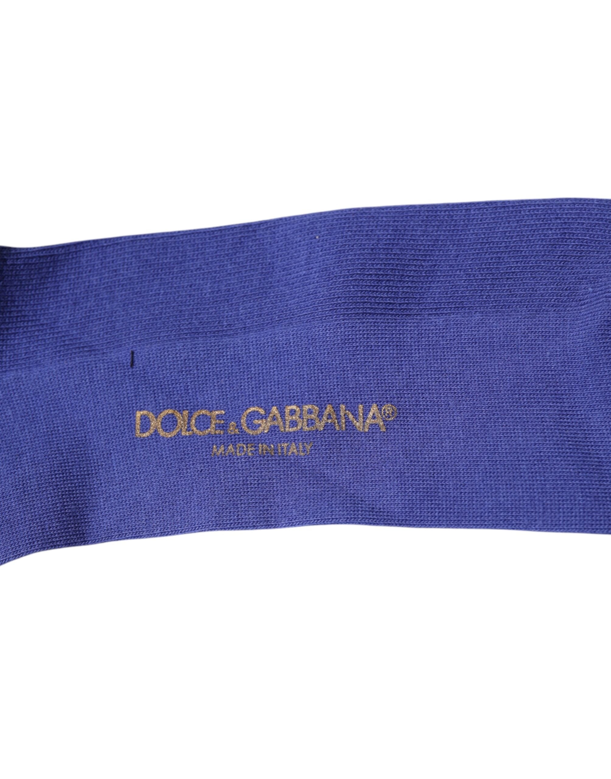 Dolce & Gabbana Purple Cotton Logo Over The Calf Socks