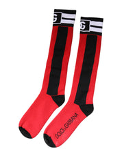 Dolce & Gabbana Red Cotton Stretch Printed Socks