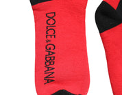 Dolce & Gabbana Red Cotton Stretch Printed Socks