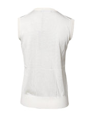 Dolce & Gabbana White Silk Round Neck Sleeveless Tank Top