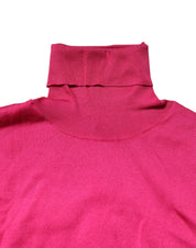 Dolce & Gabbana Pink Silk Knitted Turtleneck Cropped Top