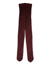 Dolce & Gabbana Maroon Nylon Crystal Embellished Pantyhose Tights