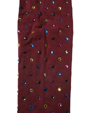 Dolce & Gabbana Maroon Nylon Crystal Embellished Pantyhose Tights