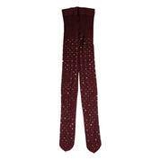 Dolce & Gabbana Maroon Nylon Crystal Embellished Pantyhose Tights