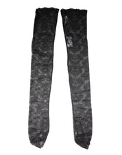 Dolce & Gabbana Black Floral Lace Cotton Stretch Stockings Socks