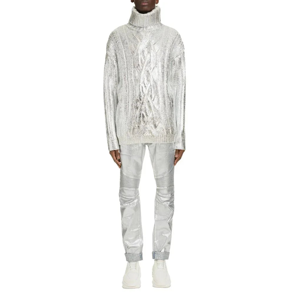 Balmain Brown Wool Men Turtleneck Sweater