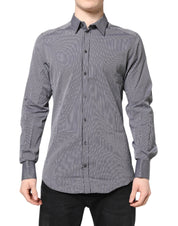 Dolce & Gabbana Black White Striped GOLD Formal Dress Shirt