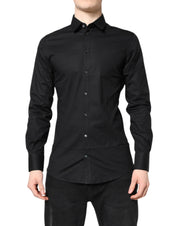 Dolce & Gabbana Black GOLD Cotton Long Sleeves Dress Shirt