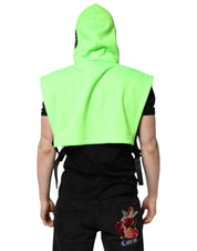 Dolce & Gabbana Green Polyester Hooded Sportswear Vest Sweater