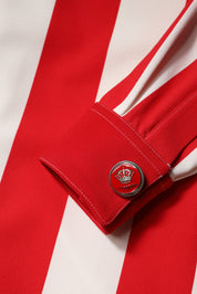 Dolce & Gabbana White Red Stripes Long Sleeves Mini Dress