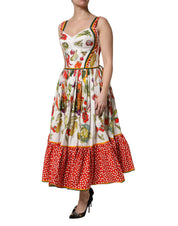 Dolce & Gabbana White Vegetables Sleeveless A-line Dress