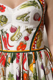 Dolce & Gabbana White Vegetables Sleeveless A-line Dress