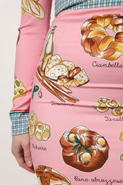 Dolce & Gabbana Pink Pastry Print Bodycon Sheath Midi Dress