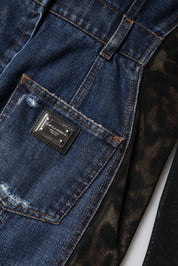 Dolce & Gabbana Black Blue Long Sleeves Denim Mini Dress