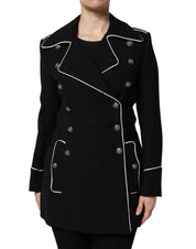 Dolce & Gabbana Black Wool Double Breasted Blazer Jacket