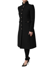 Dolce & Gabbana Black Wool Single Breasted Trench Coat Jacket