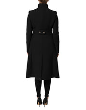 Dolce & Gabbana Black Wool Single Breasted Trench Coat Jacket
