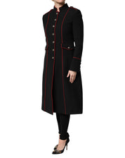 Dolce & Gabbana Black Wool Single Breasted Trench Coat Jacket