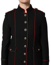 Dolce & Gabbana Black Wool Single Breasted Trench Coat Jacket