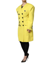 Dolce & Gabbana Yellow Double Breasted Trench Coat Jacket