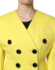 Dolce & Gabbana Yellow Double Breasted Trench Coat Jacket
