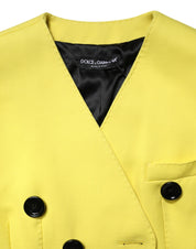 Dolce & Gabbana Yellow Double Breasted Trench Coat Jacket