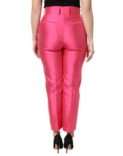 Dolce & Gabbana Pink Silk High Waist Tapered Pants