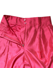 Dolce & Gabbana Pink Silk High Waist Tapered Pants