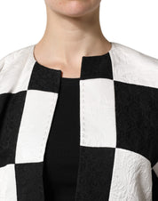 Dolce & Gabbana White Black Patchwork Jacquard Blazer Jacket