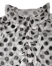 Dolce & Gabbana White Black Polka Dot Cotton Sleeveless Top