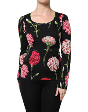 Dolce & Gabbana Black Floral Long Sleeve Women Blouse Top