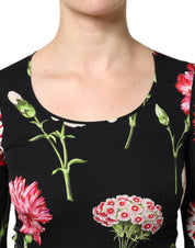 Dolce & Gabbana Black Floral Long Sleeve Women Blouse Top