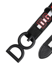 Dolce & Gabbana Black Polyester Logo Print DG Buckle Belt