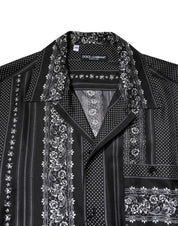 Dolce & Gabbana Black Silk Floral Print Short Sleeves Shirt