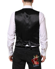 Dolce & Gabbana Black Wool Waistcoat Dress Formal Vest